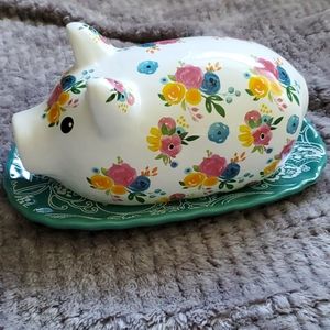 Farmhouse Floral Pig Butter Dish